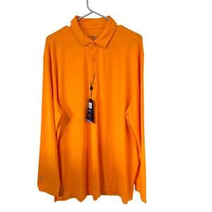 IBKUL Mens Long Sleeve Polo Shirt Orange Peel Size XL NEW